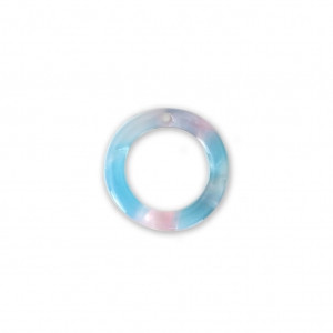 Colgante anilla de acetato de celulosa 14.5 mm Concha de tortuga Rosa/Azul x1