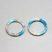 Colgante anilla de acetato de celulosa 14.5 mm Concha de tortuga Rosa/Azul x1