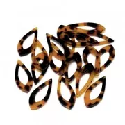 Colgante gota de acetato de celulosa 36x15 mm Concha de tortuga Marrón/Negro x1