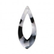 Colgante gota de acetato de celulosa 36x15 mm Concha de tortuga Blanco/Negro x1|raw }}