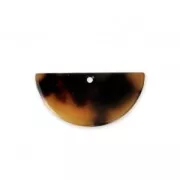 Colgante media luna de acetato 22.5x11 mm Concha de tortuga Marrón/Negro x1