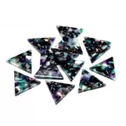 Dije triángulo de acetato de celulosa 16 mm Concha de tortuga Verde/Negro x1