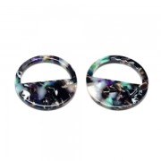 Colgante redondo de acetato de celulosa 28 mm Concha de tortuga Verde/Negro x1