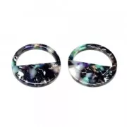 Colgante redondo de acetato de celulosa 28 mm Concha de tortuga Verde/Negro x1