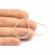 Anilla para montaje y tejido gota 38x25 mm - Plateado x1