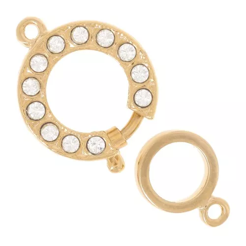 Cierre de reasa Strass 14 mm dorado