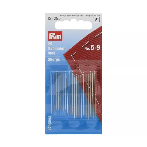 Agujas para coser largas n°5-9 ojo de plateado x20