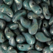 Cuentas de vidrio checa 2 agujeros Zoliduo® Right  5x8mm Jade Teracota Red x20|raw }}