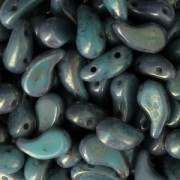 Cuentas de vidrio checa 2 agujeros Zoliduo® Left 5x8mm Jade Teracota Red x20|raw }}