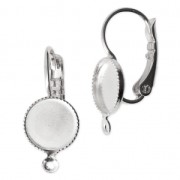 Pendiente gancho con anilla para cabuchón fondo plano 8 mm rodiado x2