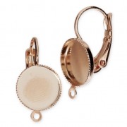 Pendiente gancho con anilla para cabuchón fondo plano 10 mm dorado rosa HQ x2