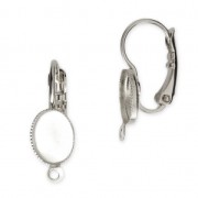 Pendiente gancho con anilla para cabuchón fondo plano 8x6  mm rodiado x2