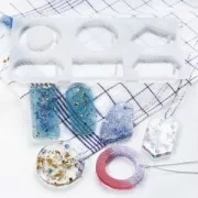 Molde de silicona para hacer colgantes de resina 70 mm 6 formas géométriques