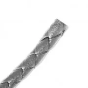 Cordón de cuero trenzado 5 mm Plateado x 50 cm