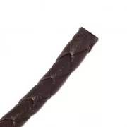 Cordón de cuero trenzado 5 mm Marrón x 50 cm