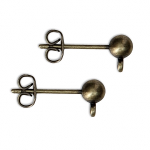 Pendientes cabeza bolsa con anilla 4 mm bronce x4