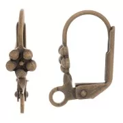 Ganchos para pendientes flor con anilla 16 mm bronce x4