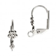 Ganchos para pendientes flor con anilla 16 mm Chapado en plata fina x4