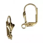 Ganchos para pendientes flor de lis con anilla 16 mm Dorado con oro fino x2