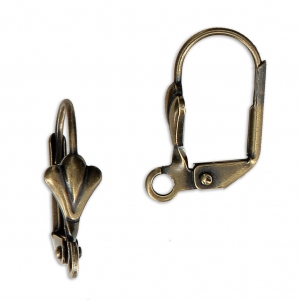 Ganchos para pendientes flor de lis con anilla 16 mm bronce x2