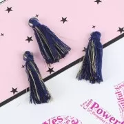 Pompón algodón 32 mm Azul Marine / Doré x1