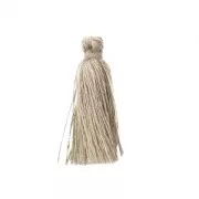 Pompón algodón 32 mm Marfil / Dorado x1