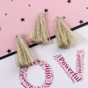 Pompón algodón 32 mm Marfil / Dorado x1