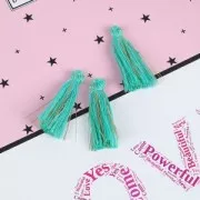 Pompón algodón 32 mm Turquesa / Dorado x1