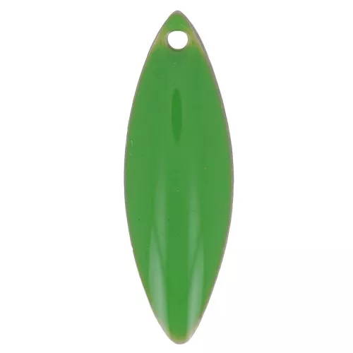 Dijes navette de metal y resina epoxi 16x5 mm Verde x6