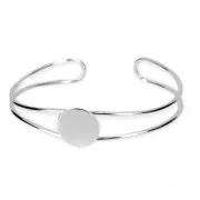 Pulsera engastes para cabuchón redondo fondo plano 15 mm Chapado en plata fina x1