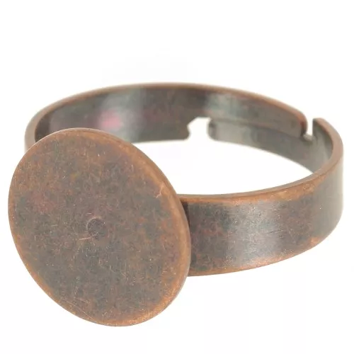 Anillo ajustable para cabuchón redondo fondo plano 12 mm cobrizo x1