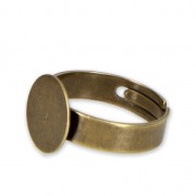 Anillo ajustable para cabuchón redondo fondo plano 12 mm bronce x1|raw }}