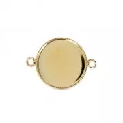Entrepieza engaste para cabuchón fondo plano 18 mm dorado con oro fino x1