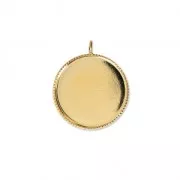 Engaste colgante para cabuchón fondo plano 18 mm dorado con oro fino x1