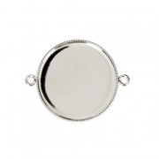 Entrepieza engaste para cabuchón fondo plano 25 mm Chapado en plata fina x1