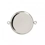 Entrepieza engaste para cabuchón fondo plano 25 mm Chapado en plata fina x1