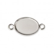 Entrepieza engaste para cabuchón ovalado fondo plano 14x10 mm Chapado en plata fina x1|raw }}