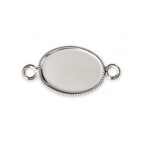 Entrepieza engaste para cabuchón ovalado fondo plano 14x10 mm Chapado en plata fina x1