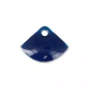 Dijes abanico de metal y resina epoxi 7x10 mm Azul Oscuro x6