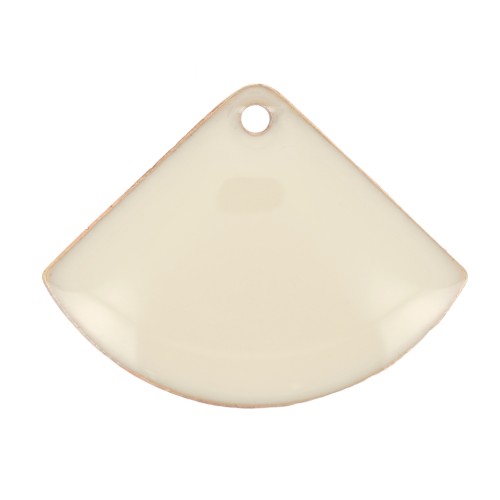 Dijes abanico de metal y resina epoxi 7x10 mm Color Crema x6