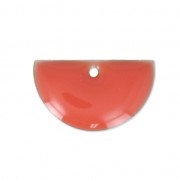Dijes en forma de medio circulo de metal y resina epoxi 9.5x16 mm Rosa Color Coral x6|raw }}