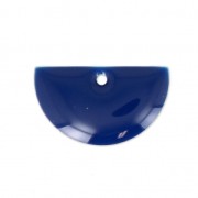 Dijes en forma de medio circulo de metal y resina epoxi 9.5x16 mm Azul Oscuro x6