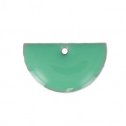 Dijes en forma de medio circulo de metal y resina epoxi 9.5x16 mm Mint x6