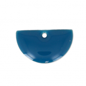 Dijes en forma de medio circulo de metal y resina epoxi 9.5x16 mm Petrol x6