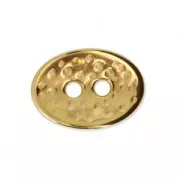 Botón ovalado martillado 14x10 mm Dorado con oro fino x1
