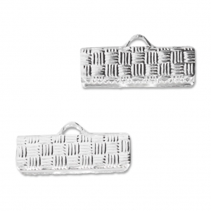Terminales para cintas y cordones decorados 16 mm Chapado en plata fina x4