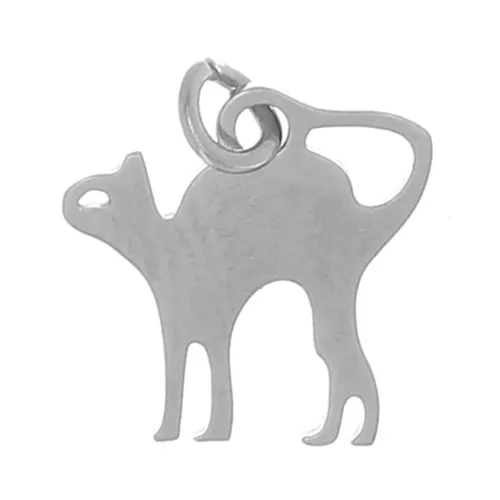 Dije gato 11.5x12mm De Acero Inox 316L x1