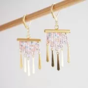 Terminal para tejido de cuentas rocallas & Delica Miyuki 13 mm dorado rosa x1