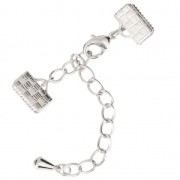 Cierre mosquetón con terminales para apetar 10 mm Chapado en plata fina x1