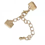 Cierre mosquetón con terminales para apretar 8 mm Dorado con oro fino x1